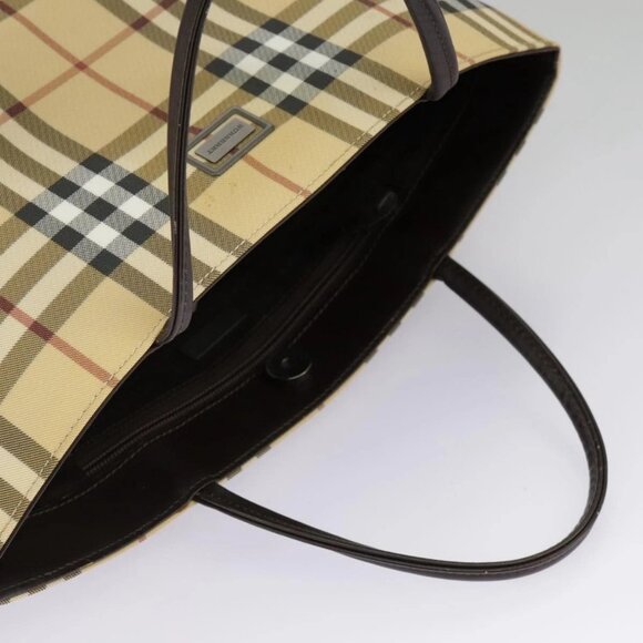 BURBERRY Nova Check Tote Bag PVC Beige Auth 97067 - Picture 7 of 16